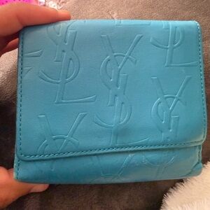 Yves Saint Laurent Turquoise Embossed Wallet